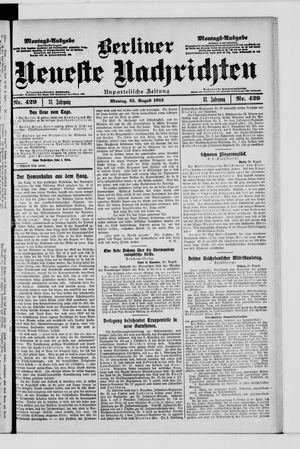 Berliner Neueste Nachrichten vom 25.08.1913