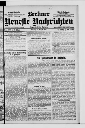 Berliner Neueste Nachrichten vom 25.08.1913