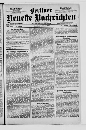 Berliner Neueste Nachrichten vom 04.10.1913