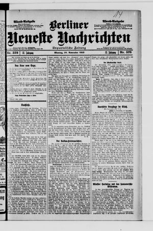 Berliner Neueste Nachrichten vom 10.11.1913