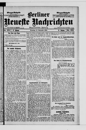 Berliner Neueste Nachrichten vom 11.11.1913