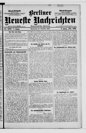 Berliner Neueste Nachrichten vom 27.11.1913