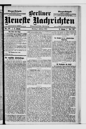 Berliner Neueste Nachrichten on Feb 1, 1914