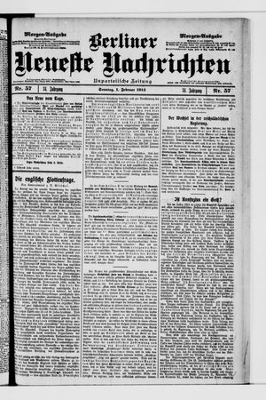 Berliner Neueste Nachrichten vom 01.02.1914