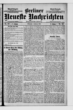 Berliner Neueste Nachrichten vom 04.02.1914