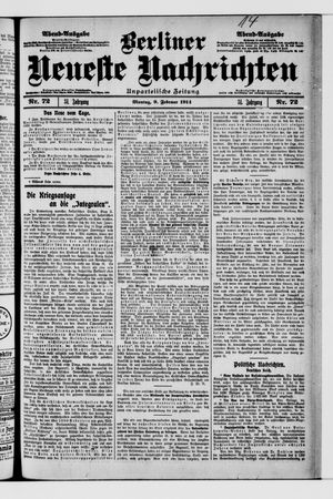 Berliner Neueste Nachrichten vom 09.02.1914