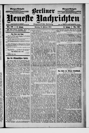 Berliner Neueste Nachrichten on Feb 15, 1914