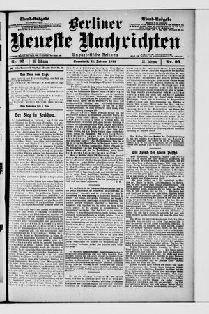 Berliner neueste Nachrichten on Feb 21, 1914