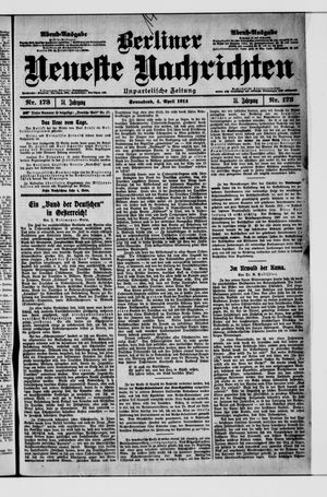 Berliner Neueste Nachrichten on Apr 4, 1914