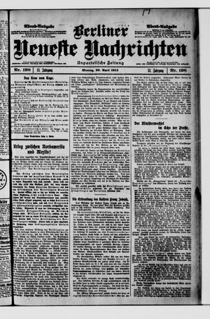 Berliner neueste Nachrichten vom 20.04.1914