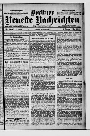 Berliner neueste Nachrichten vom 21.04.1914