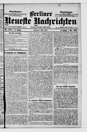 Berliner Neueste Nachrichten on May 4, 1914