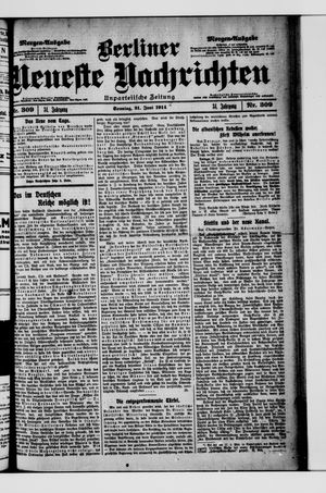 Berliner Neueste Nachrichten vom 21.06.1914