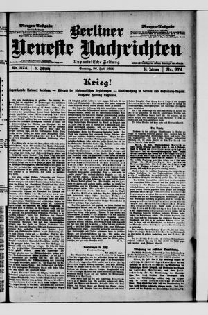 Berliner Neueste Nachrichten vom 26.07.1914