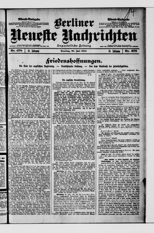 Berliner Neueste Nachrichten vom 28.07.1914