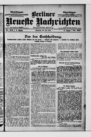Berliner Neueste Nachrichten vom 29.07.1914