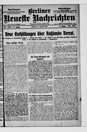 Berliner Neueste Nachrichten vom 12.08.1914