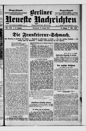 Berliner Neueste Nachrichten vom 15.08.1914