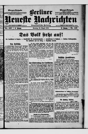 Berliner Neueste Nachrichten vom 16.08.1914