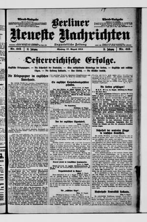 Berliner Neueste Nachrichten vom 17.08.1914