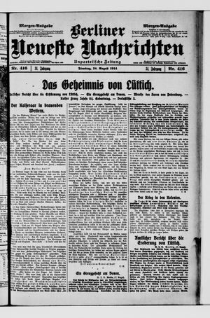 Berliner Neueste Nachrichten vom 18.08.1914