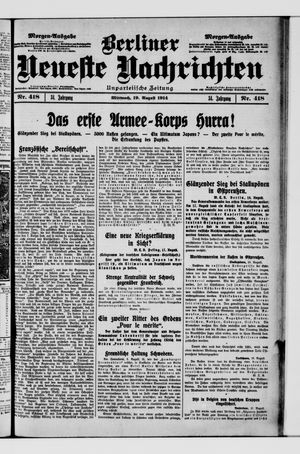 Berliner Neueste Nachrichten vom 19.08.1914