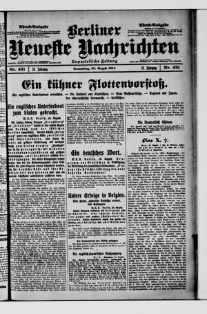 Berliner Neueste Nachrichten vom 20.08.1914