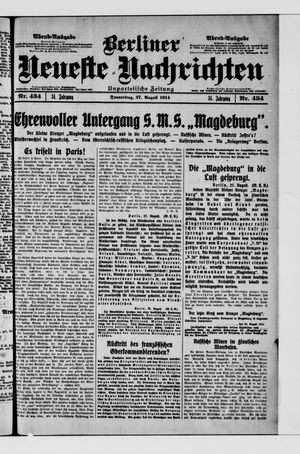 Berliner Neueste Nachrichten vom 27.08.1914