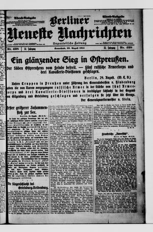Berliner Neueste Nachrichten vom 29.08.1914