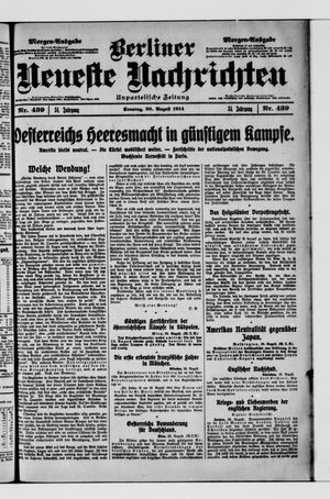 Berliner Neueste Nachrichten vom 30.08.1914