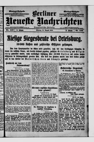 Berliner Neueste Nachrichten vom 31.08.1914