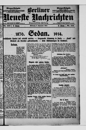 Berliner Neueste Nachrichten vom 02.09.1914