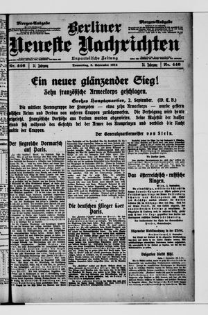 Berliner Neueste Nachrichten vom 03.09.1914