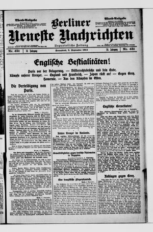Berliner Neueste Nachrichten vom 05.09.1914