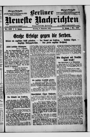 Berliner Neueste Nachrichten vom 08.09.1914