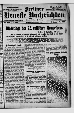 Berliner Neueste Nachrichten vom 12.09.1914