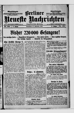 Berliner Neueste Nachrichten vom 12.09.1914