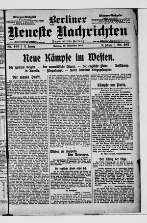 Berliner Neueste Nachrichten vom 13.09.1914