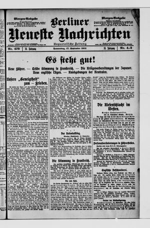Berliner Neueste Nachrichten vom 17.09.1914
