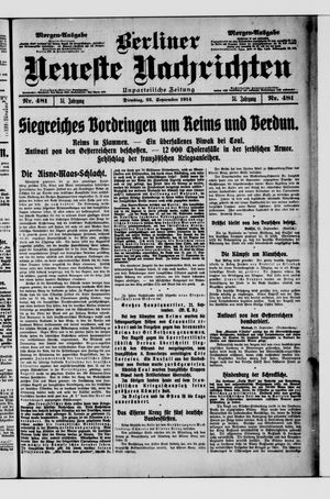 Berliner Neueste Nachrichten vom 22.09.1914