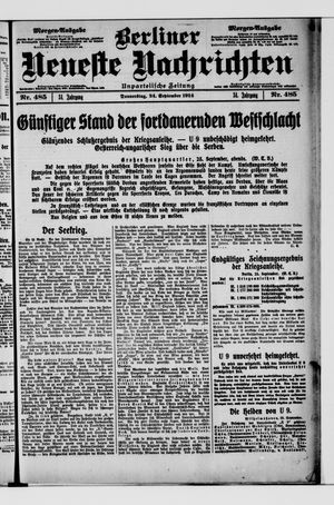 Berliner Neueste Nachrichten vom 24.09.1914