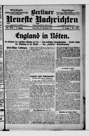 Berliner Neueste Nachrichten vom 24.09.1914