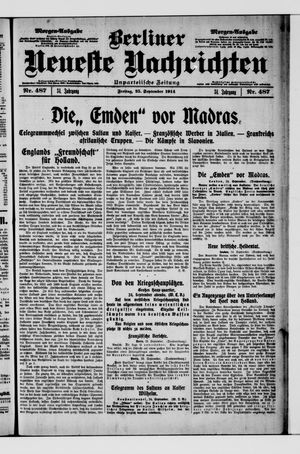 Berliner Neueste Nachrichten vom 25.09.1914
