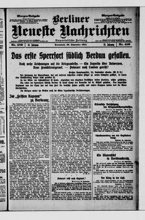 Berliner Neueste Nachrichten vom 26.09.1914