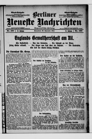 Berliner Neueste Nachrichten on Sep 26, 1914