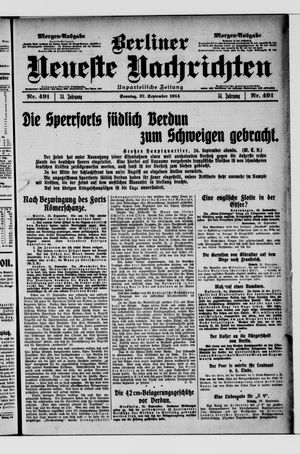 Berliner Neueste Nachrichten vom 27.09.1914