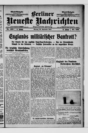 Berliner Neueste Nachrichten vom 28.09.1914