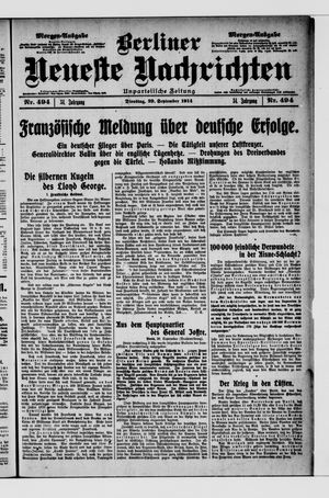 Berliner Neueste Nachrichten vom 29.09.1914