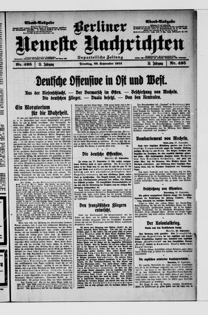 Berliner Neueste Nachrichten vom 29.09.1914