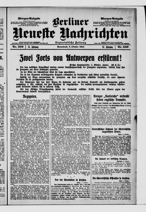 Berliner Neueste Nachrichten vom 03.10.1914